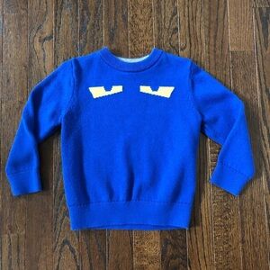 baby Gap Toddler Boy 2/2T Intarsia Graphic Haunted Eyes Crewneck Sweater in Blue